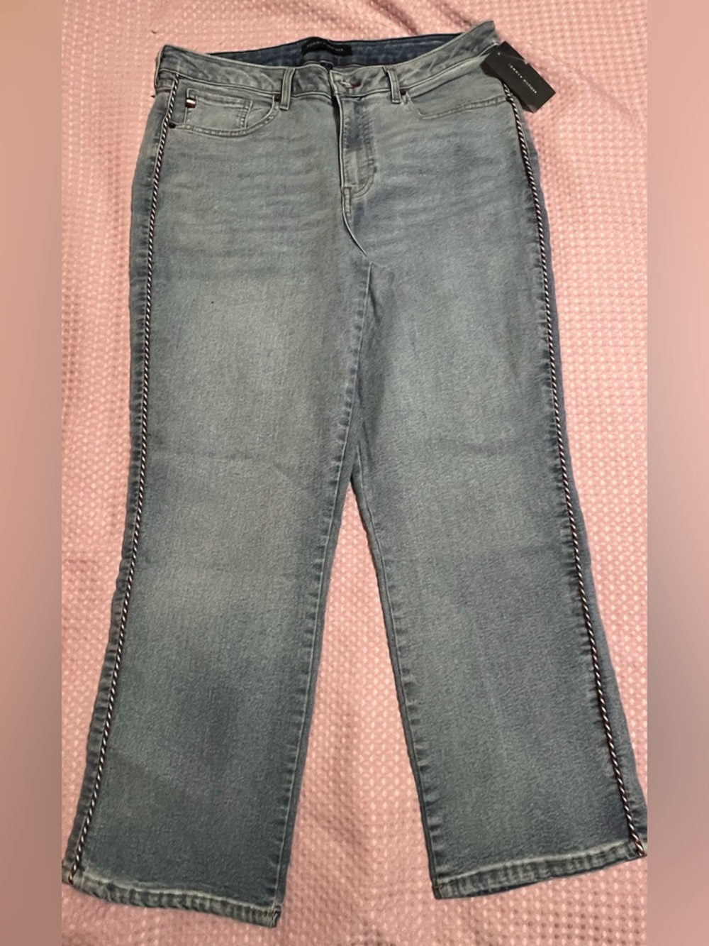 Tommy Hilfiger Light Blue Flare Jeans with Braided Side Trim